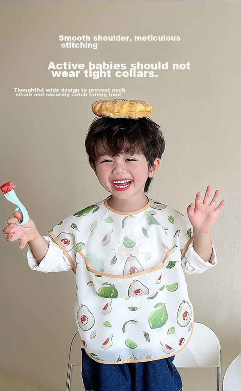 Hengkaili Dining Chair Cover, Waterproof And Stain-Resistant Bib for Eating, All-In Baby Apron, Children's Smock for Drawing, Reverse-Wear Clothing 3