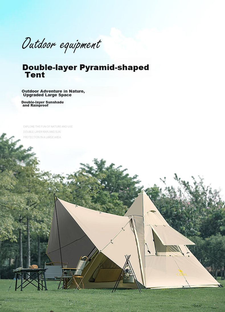 CAMEL Outdoor Refined Camping Tent, Portable Folding Indian Pyramid Automatic Tent, 1J32261162 1