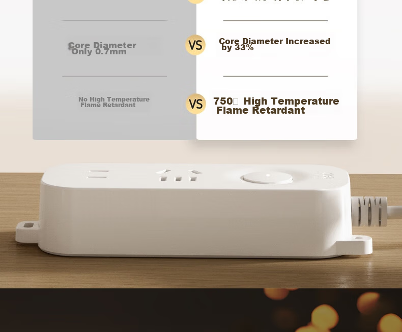 Deli New National Standard 3C Certified Power Strip, Extension Cord with Master Switch, 1+1 Outlets, 1.8 Meters, LU9050(1.8) 8