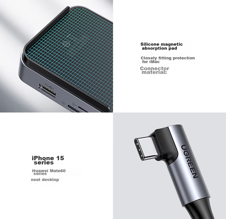 UGREEN Type-C Expansion Dock Compatible with Apple iMac, Magnetic Expansion Hub, Multifunctional USB Hub, Card Reader, Data Transfer, Laptop 10