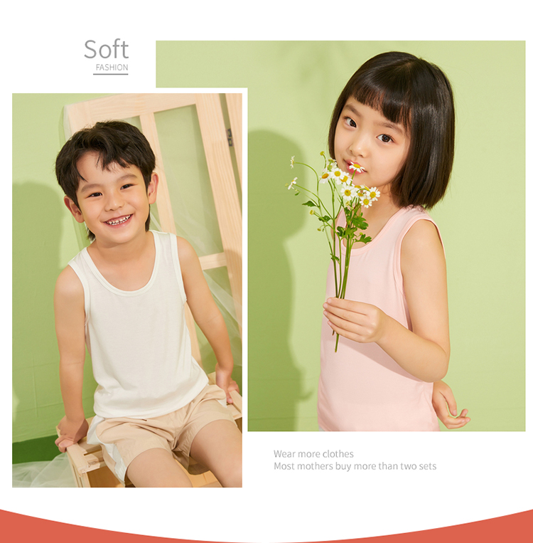 THREEGUN Children's Clothing Class A Modal Undershirt Vest for Girls And Boys Students 17