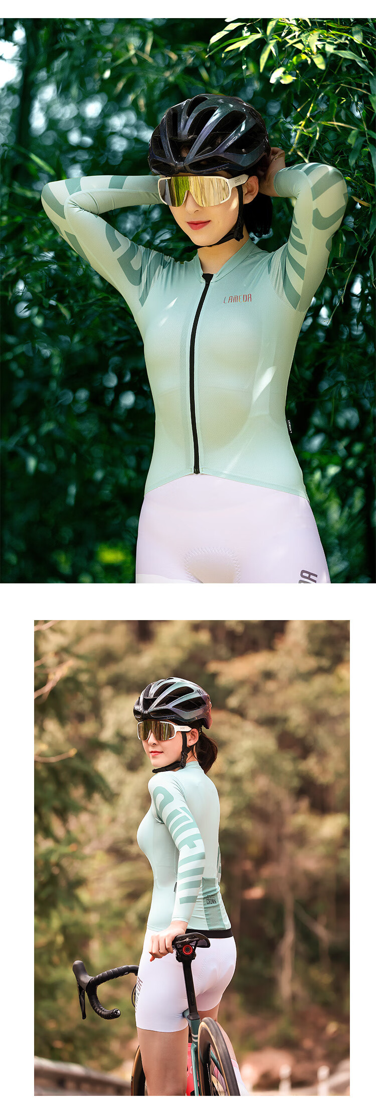 LAMEDA Women's Long Sleeve Cycling Jersey Spring Summer UV Protection Breathable Quick-Dry Mountain Road Bike Shirt Elegant Lilac Purple L 15