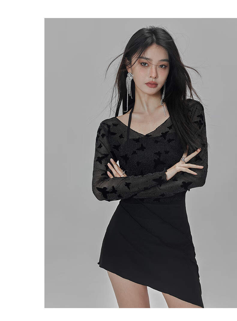 OMOM Women's Swimsuit Summer One-Piece Dress Style Sexy Slimming Tummy-Covering Hot Spring Conservative Plus Size Swimwear Black M (Recommended for 88-98 Jin) 6