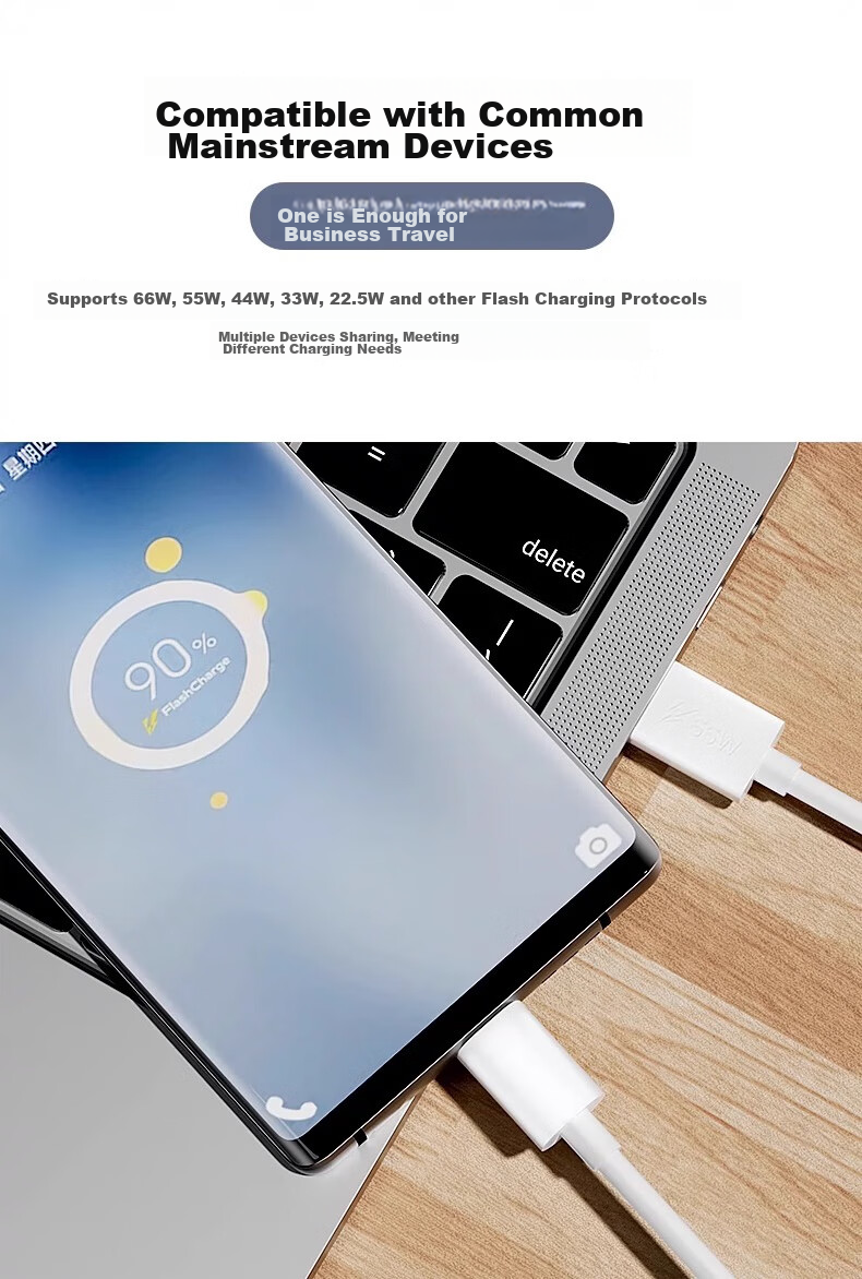 Chaofan Suitable for Vivo/iqoo Data Cable, 66W Charging Cord, 6A Fast Charging, Compatible with Neo5/5s/6/s15/s16/x70pro/x60/x50/Y100 Phone Charger Cable, 2 Meters 4