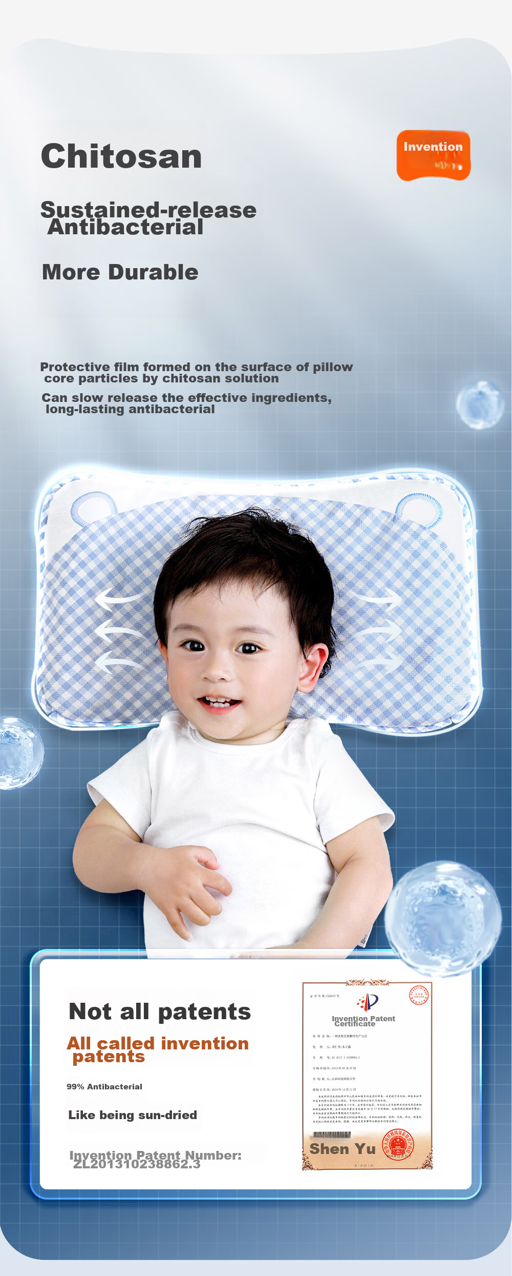 Liangliang Baby Pillow Shaping Pillow for 0-3 Years Old Newborns, Anti-Flat Head, Round Head, Antibacterial Children's Pillow, Green Plaid (Single Pillowcase) 7