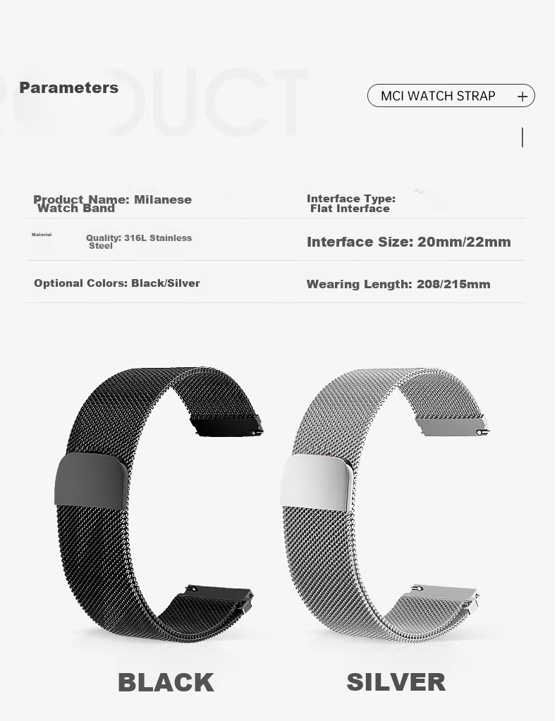 Mashi Compatible with Huawei Watch Bands for Watch5/4/3/GT7/GT6/5/gt4/Pro/Honor Magic2/OPPO X Milanese Magnetic Waterproof Sports Wristband 12