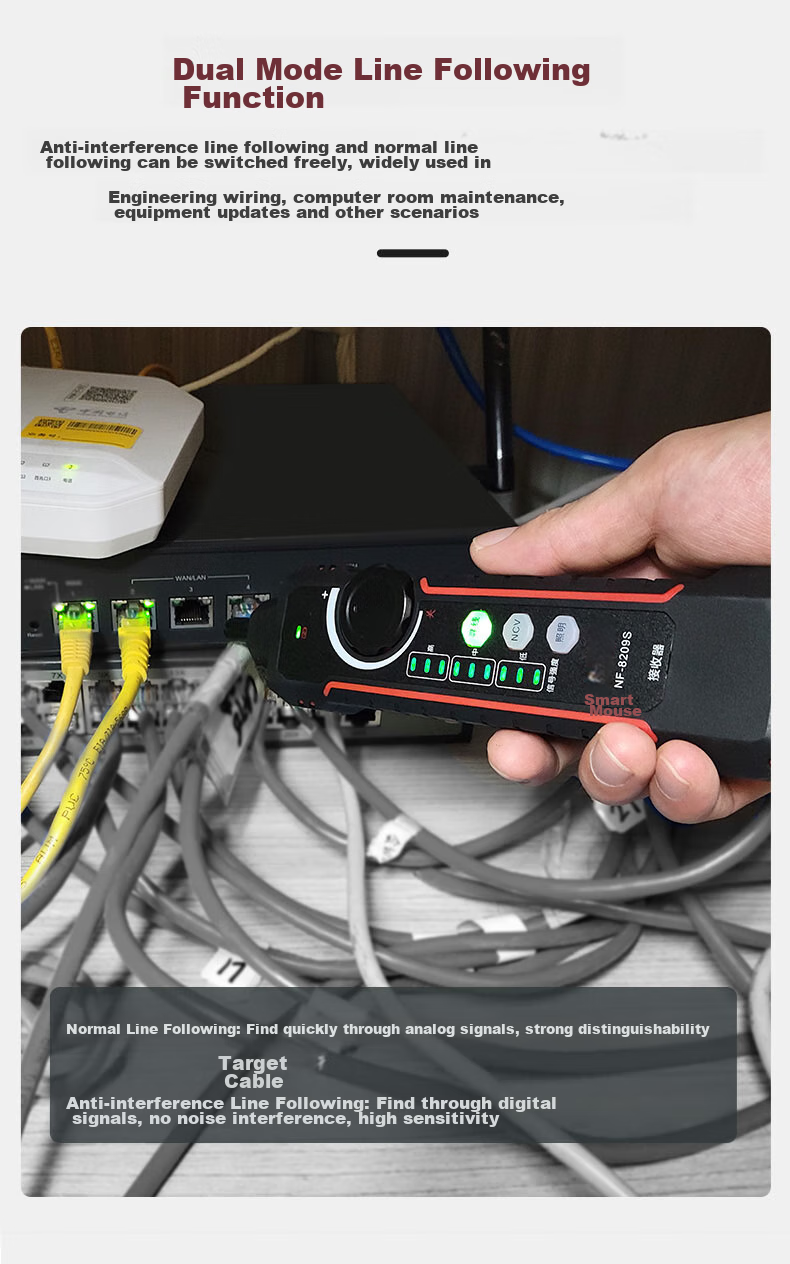 Jingmingshu NF-8209S Kit Cable Tester, Length Meter, Wire Tracker, Port Flasher, Crimping Test 5