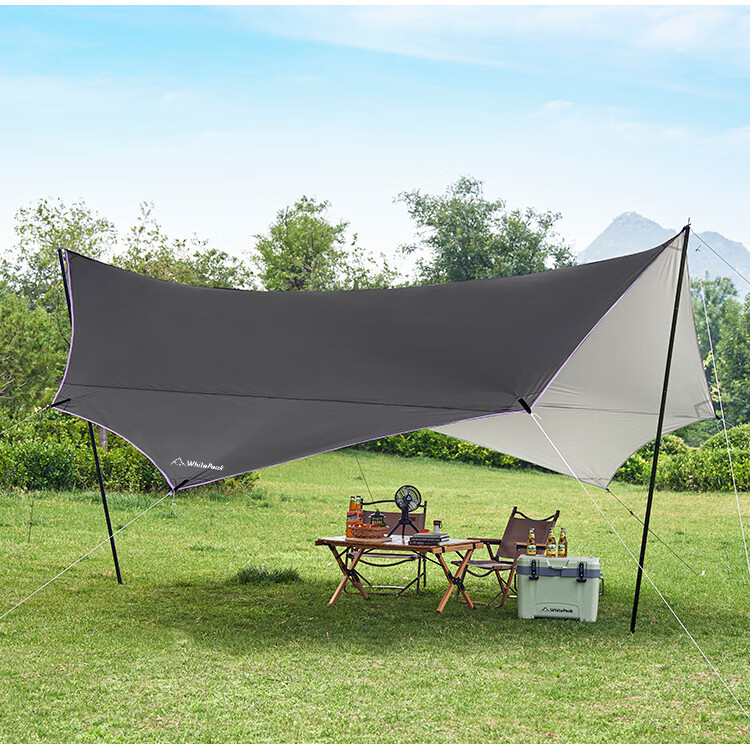 WhitePeak Tarpaulin Sunshade Tent, Black Rubber Silver-Coated Camping Butterfly-Shaped Sun Protection, Outdoor Leisure Rainproof Shelter, Area Approximately 25 Square Meters 14