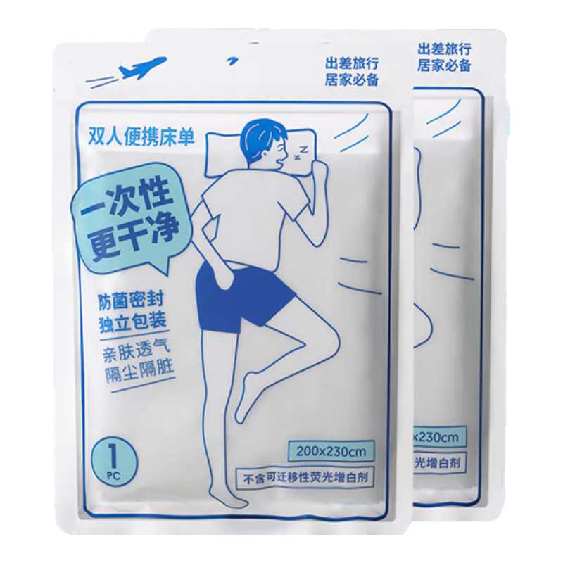 MINISO Disposable Bed Sheet Travel Essentials for Holidays, Trips And Business Trips (1 Sheet × 2 Pieces)