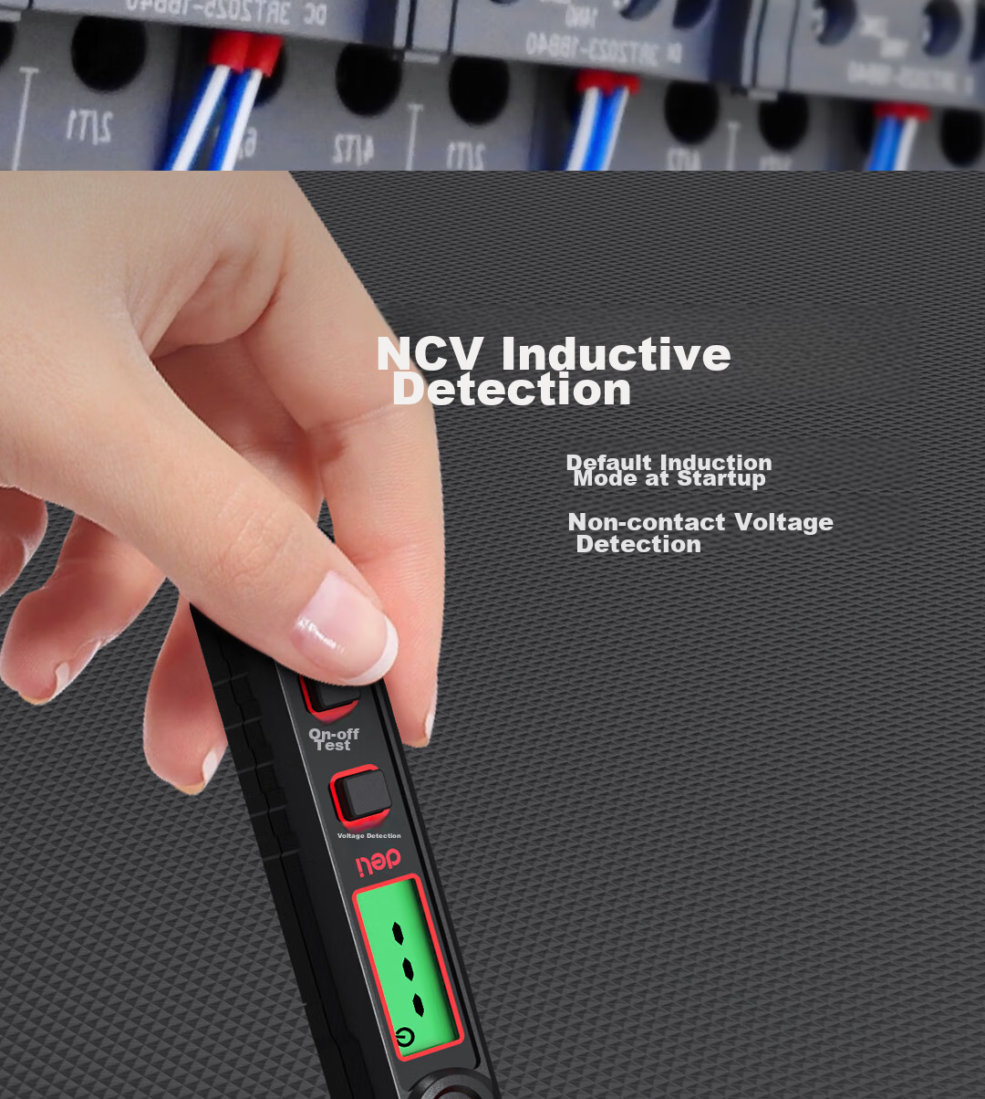 Deli Smart Dual-Use Voltage Tester Pen Multifunction Wire Break Detector Digital Display Electrician Induction High Voltage Tester Pen 5