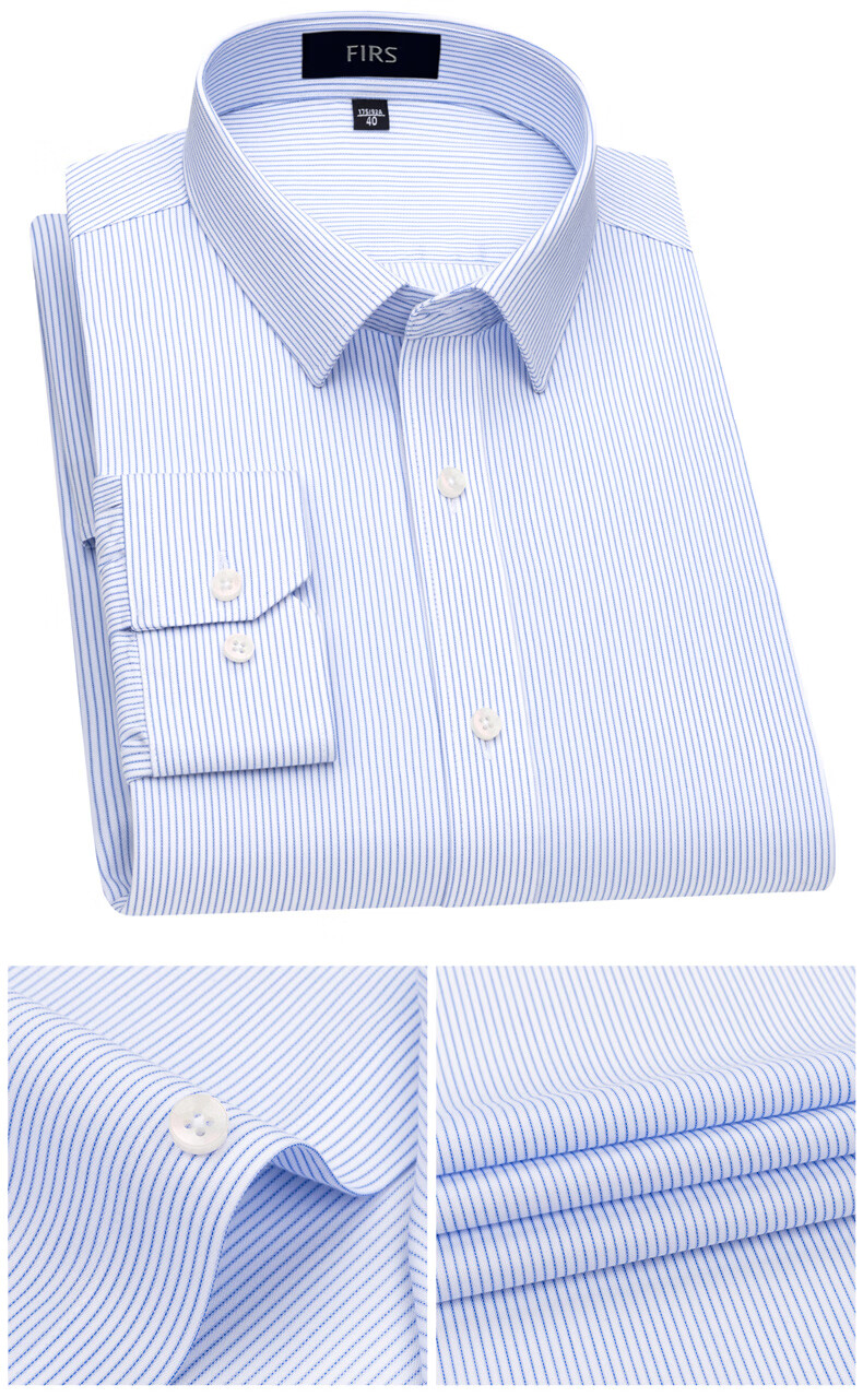 FIRS [DP Wrinkle-Free] Men's Long-Sleeve Shirt, Pure Cotton, Business Formal Wear, Dad's Dress Shirt, DP29, Size 38 15