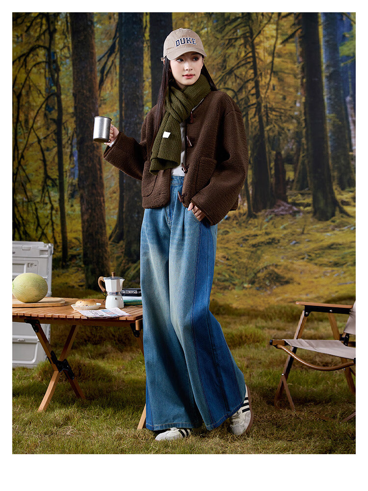 Dme [Black Chocolate Oreo Jacket] Winter Casual Short Faux Shearling Jacket for Women, Dark Brown, M 7