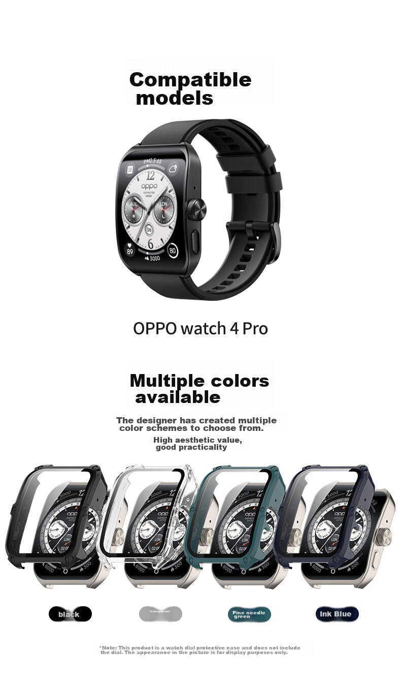 KMaxAI Compatible with OPPO Watch 4 Pro Protective Film + Hard Case, Integrated Full Protection Cover for Watch Face + Screen Protector, Anti-Scratch, Anti-Fingerprint, Shockproof Tempered Glass Film, Black 2