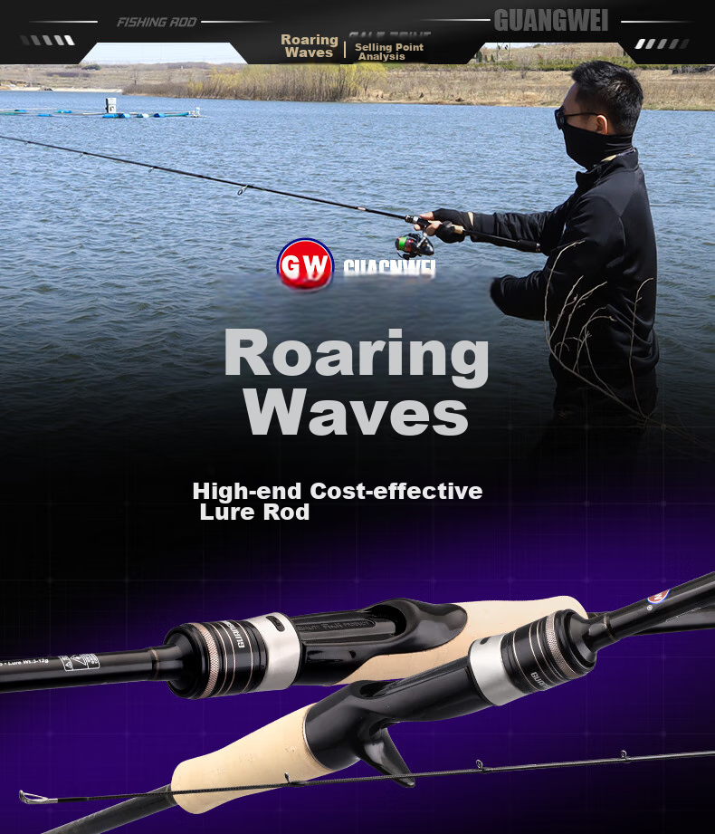 GW Xiaolang Lure Rod Straight Handle 2.1 Meters ML Action Spinning Reel Fuji A Ring Bait Rod Mandarin Fish Topmouth Culter Lure Rod Set 4