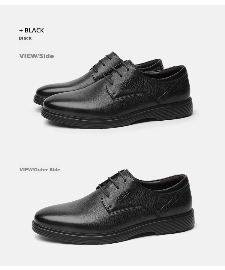 Goldlion Men's Shoes, Business Formal Shoes, Autumn Simple Lace-Up Dress Shoes, Lightweight Leather Shoes, 59674007501A, Black, Size 40 16