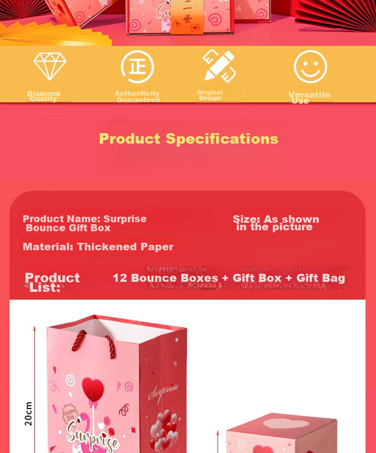 Dipuer Surprise Bouncy Box, Red Packet, Money Explosion, New Year's Gift, Valentine's Day Present, Ceremonial Gift for Boyfriend Or Girlfriend, Birthday Gift 3