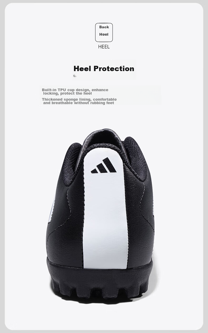 Adidas Soccer Shoes, TF Sports Non-Slip Training Artificial Grass Shoes HP3063, Black, Size 44 [Runs Small] 6