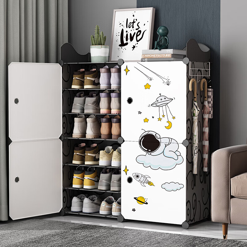 Anerya Shoe Rack, Simple Dustproof Multi-Layer Assembly, Home Plastic Modern Minimalist Small Shoe Rack Storage Cabinet, Entryway Cabinet