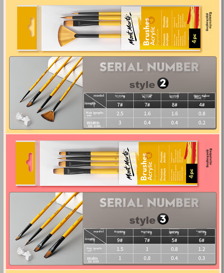 Mont Marte Gouache Brushes, Set of 6, Watercolor Brushes for Children's Watercolor Painting, Art Paint Line Brushes, Round Tip Flat Brush Set for Students, BMHS0008 Sketching, Marker Drawing 15