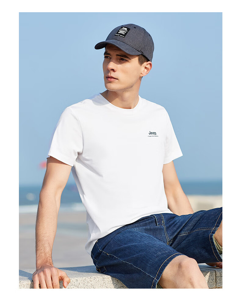 JEEP Men's Short-Sleeve T-Shirt, Sports Outdoor Breathable Quick-Dry Tee, Men's Cool Round Neck Top, 538 Navy Blue XL 19