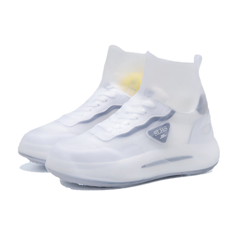 Huili Rain Shoe Covers, Silicone Non-Slip Thickened, for Men Women And Children, Waterproof Rain Boots, HL2685 White XL Size