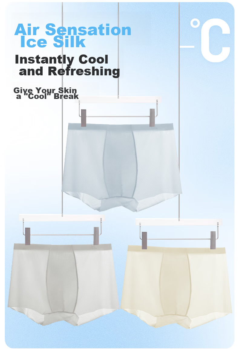 LangSha Boys' Underwear, Silk Mesh Breathable Seamless Boxer Briefs, Summer Thin Antibacterial Boxer Shorts, Size 170 1