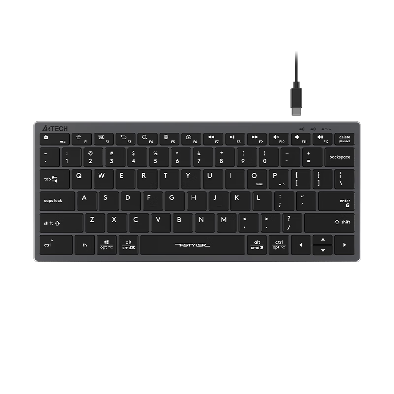 A4TECH FX51, 78-Key Wired Keyboard, Membrane Keyboard, Computer Compact Keyboard, Office Typing Keyboard with Good Feel And Quiet Sound, Fei Shidai Scissor Foot Keyboard, Iron Gray, Wired