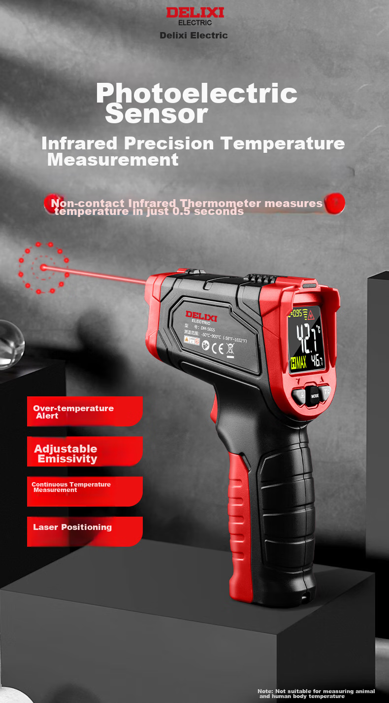 DELIXI ELECTRIC Temperature Gun, Industrial Infrared Thermometer, High-Precision Oil Thermometer, Kitchen Baking Water And Oil Temperature Gu 2