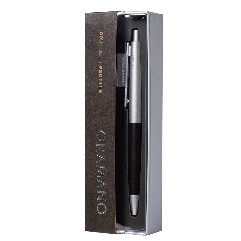 Deli Premium Smooth Retractable Gel Pen, 1.0mm Bullet Tip, Metal Barrel, Business Wood Grain Signature Pen, Hu Ge Signature Gift Box Set, Single Pen A9Pro-10