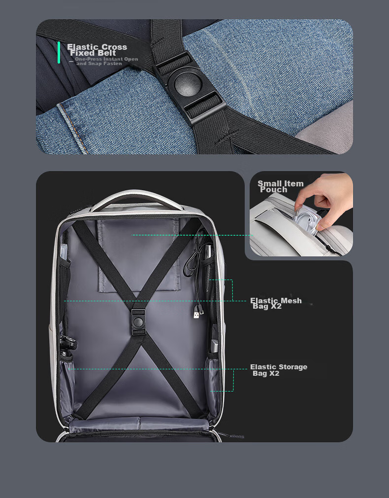 MARK RYDEN Backpack, Commuter Simple Casual Outdoor Large Capacity 17.3-Inch Laptop Bag Schoolbag MR9202 Deep Space Gray 5
