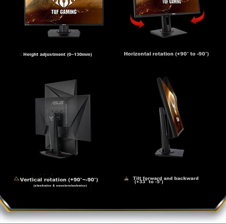 ASUS VG258QM, 24.5-Inch Monitor, Gaming Display, 240Hz Refresh Rate, Overclockable to 280Hz, HDR400, 0.5ms Gray-To Response Time 15