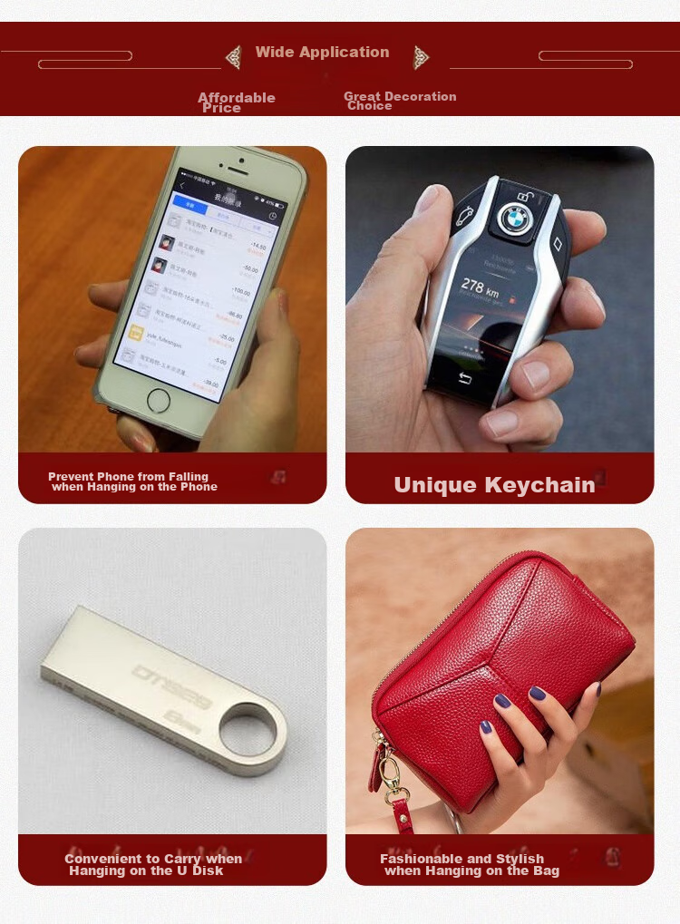 Shihan Mobile Phone Accessory Ring Strap, Creative Pendant, Simple Car Keychain, Vintage-Style Phone Lanyard, Short USB Drive Pendant, Women's And Men's Braided Ring Clasp Keychain, Anti-Loss Hanging Ornament 6