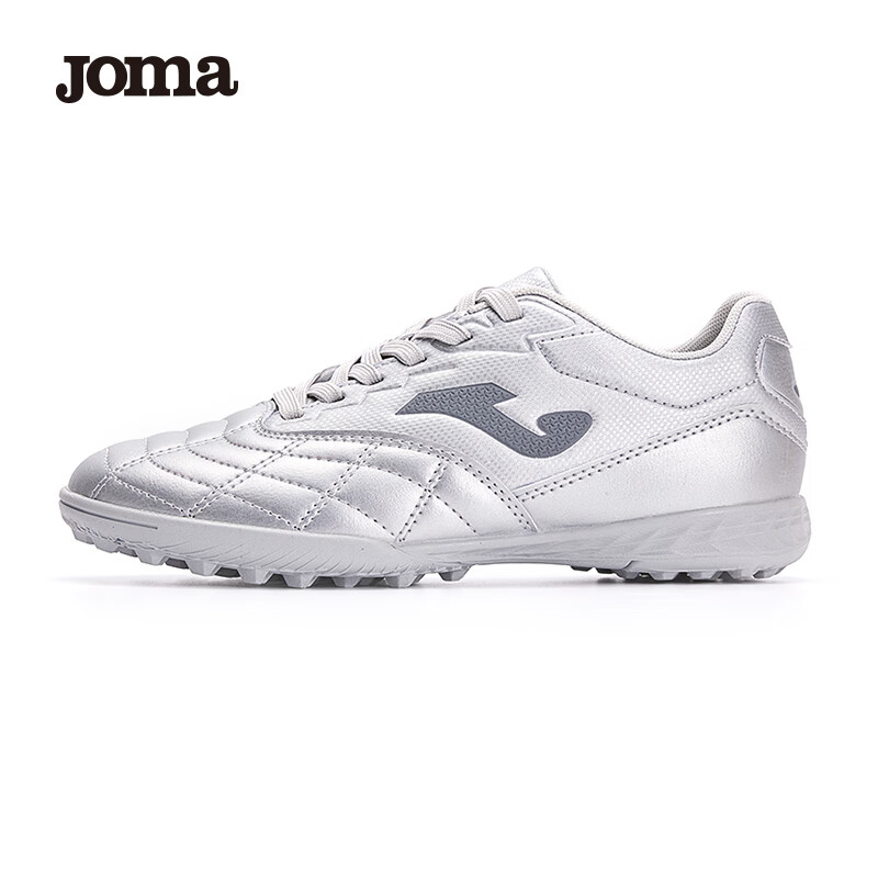 JOMA Soccer Shoes for Children, TF Turf Cleats for Boys And Girls, Youth Elementary School Students' Non-Slip Wear-Resistant Football Training Shoes, Silver, Size 37