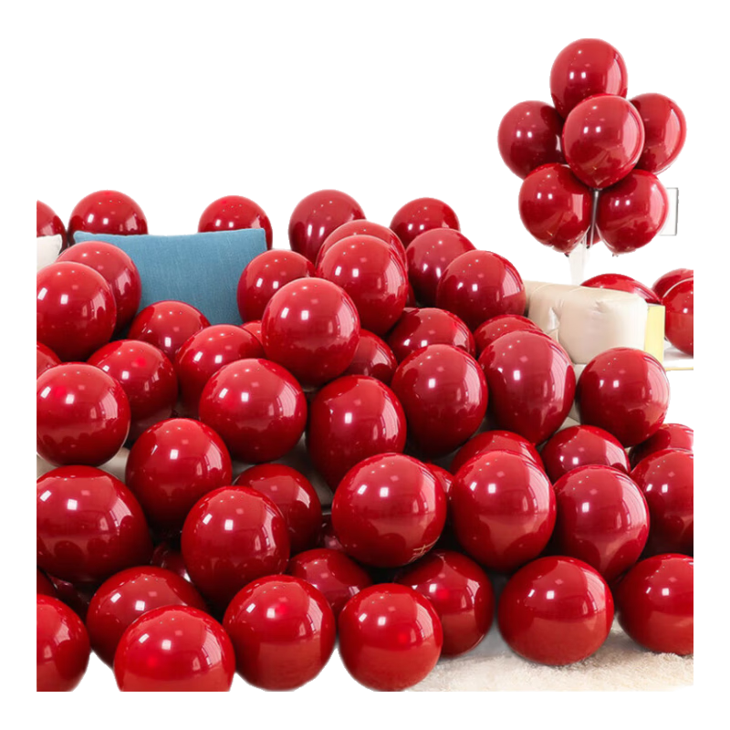 Jingtang Valentine's Day Pomegranate Red Romantic Birthday Party Balloons, Wedding Room Decoration, 100 Pieces with Pump Included