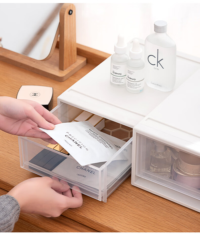 JEKO&JEKO Plastic Desktop Storage Box, Drawer-Style Office Desk Organizer, Storage Cabinet, Desk Organizer Box, Small Size, Pack of 3 18