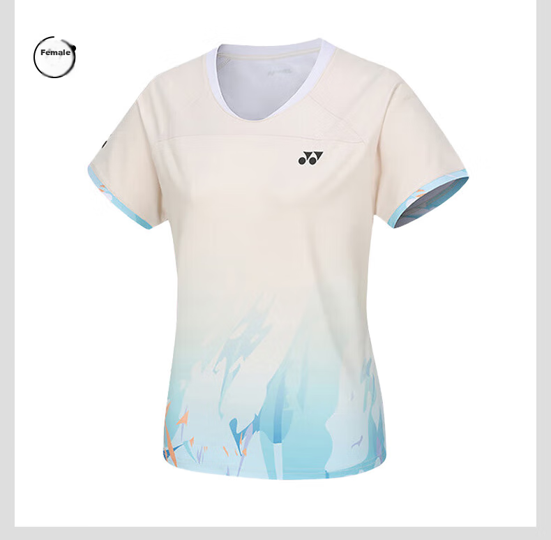 YONEX Badminton Shirt for Competition Training, Running, Fitness, Sweat-Wicking, Breathable Short Sleeve for Women 210284BCR White O 21