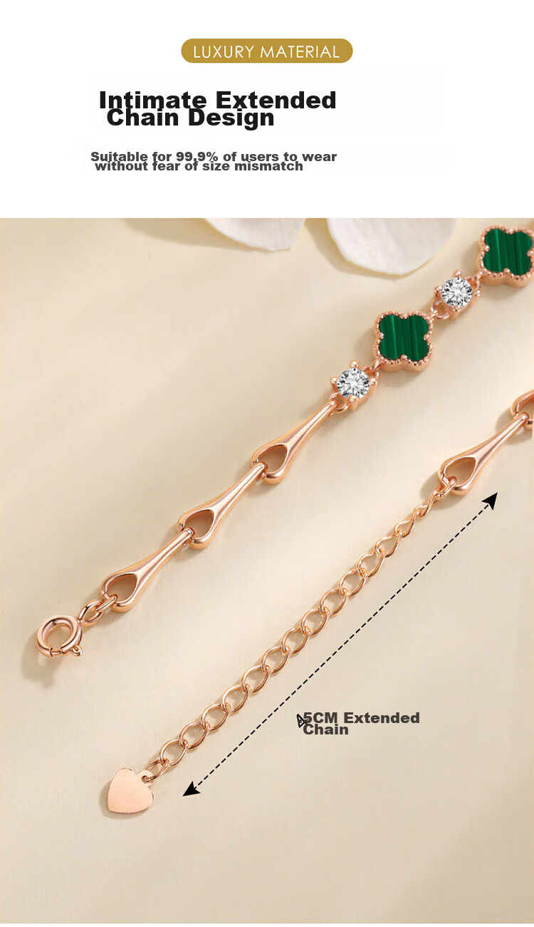 Grace Girl Four-Leaf Clover Bracelet for Women, Rose Gold Jewelry, Practical Anniversary Birthday Gift for Girlfriend 6