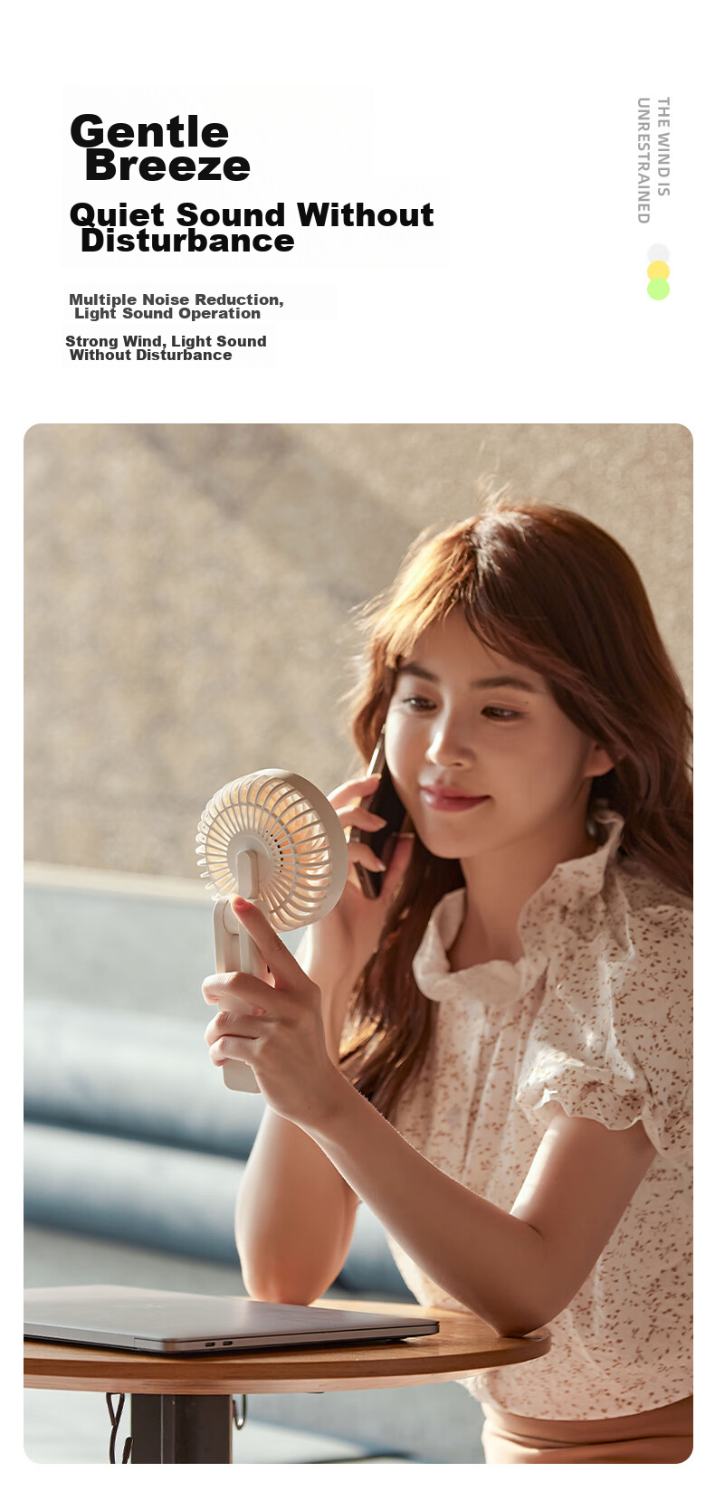 Bear Handheld Fan, Small Portable USB Fan for Office, Student Desk, Dorm, Low Noise, Personal Use, Three-Speed Adjustable, Wireless Charging Battery Model 8