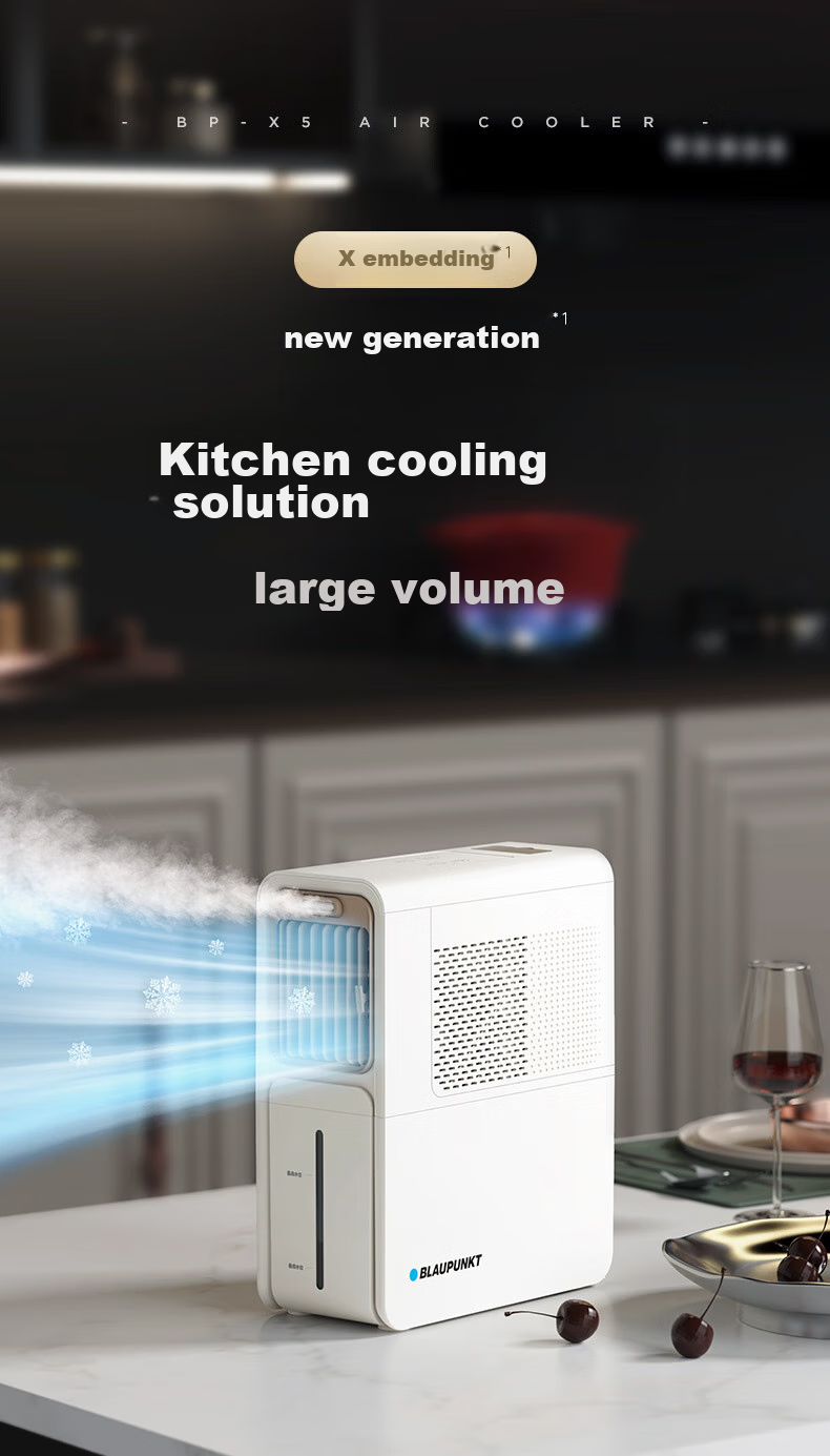 BLAUPUNKT [Kitchen Cooling] Frost Fan Electric Fan Home Air Cooler Humidifying Water-Cooled Fan Cold Air Machine Small Air Conditioner Fan No Ice Crystal Required Energy-Saving Low Noise Detachable Washable X5 3