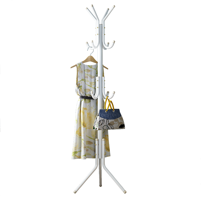 Anerya Iron Coat Rack, Floor-Standing Bedroom Clothes Hanger, Simple Indoor Garment Stand, White