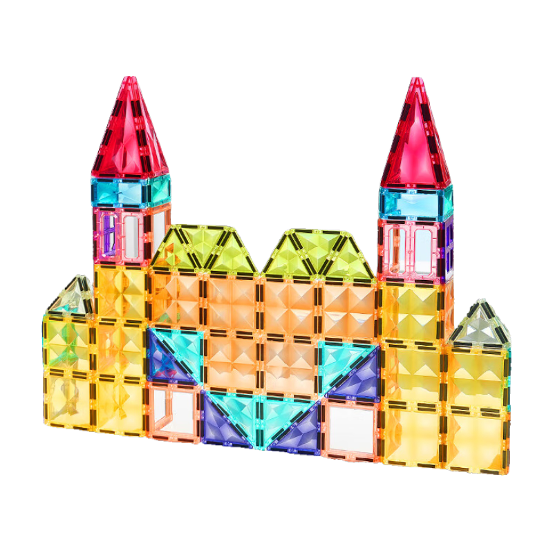 Babycare Colorful Window Magnetic Tiles, Magnetic Building Blocks, Educational Toy for Children, Holiday And Birthday Gift for Boys And Girls, 200 Pieces