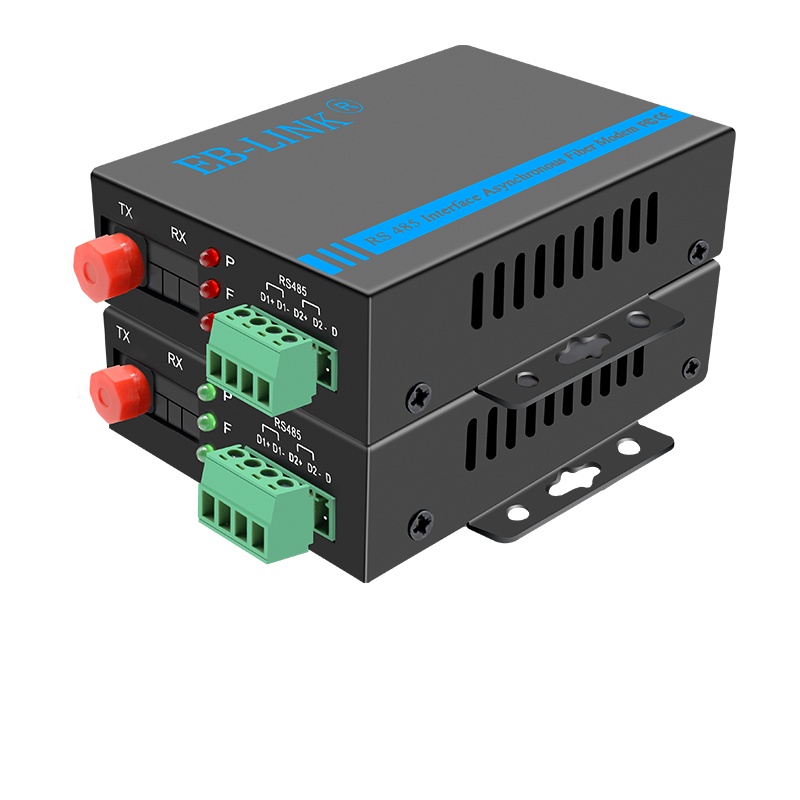 EB-LINK Two-Channel RS485 Data Optical Terminal Extender, Industrial Serial Port Control Optical Modem, 2-Way Bidirectional Transmission, 485 to Fiber Optic Transceiver, Optical-Electrical Converter