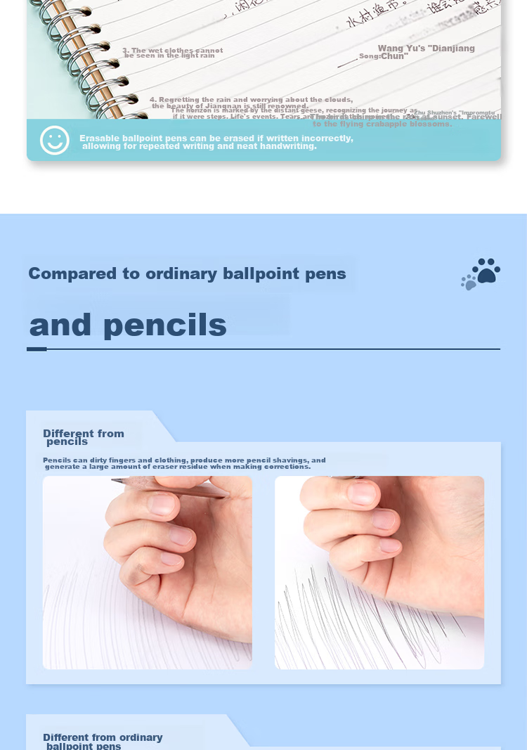 Deli [Best-Selling Product] Posture-Correcting Retractable Erasable Gel Pen, 0.5mm Bullet Tip (Erasable Crystal Blue), 12 Pens/box, A667 3