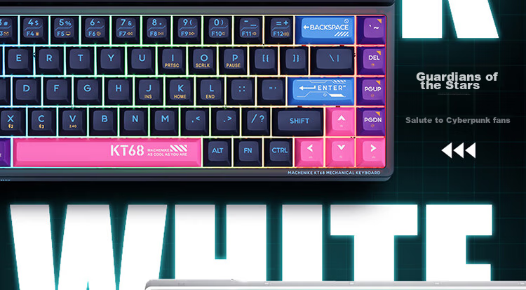 MACHENIKE KT84 Mechanical Keyboard 3-Mode Gaming Office 84-Key Keyboard LED Music Rhythm Smart Dual Screen Gift for Friends Exploration White - Diamond Switch 9