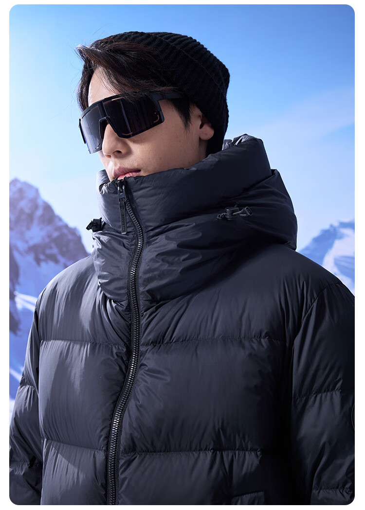 JD Original Black Gold Goose down Jacket, 95% Goose Down Coat, Unisex Thick Short Winter Outerwear, 185g Filling, Black L 19
