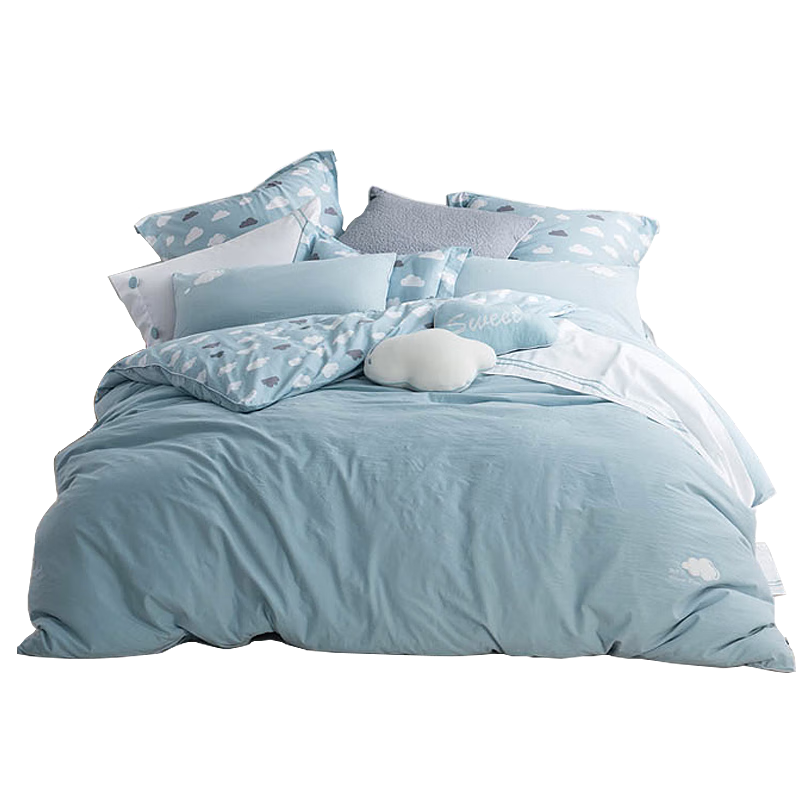 LOVO Luolai Home Textiles Washed Cotton Four-Piece Bedding Set Pure Cotton Bed Sheet And Duvet Cover 200*230cm