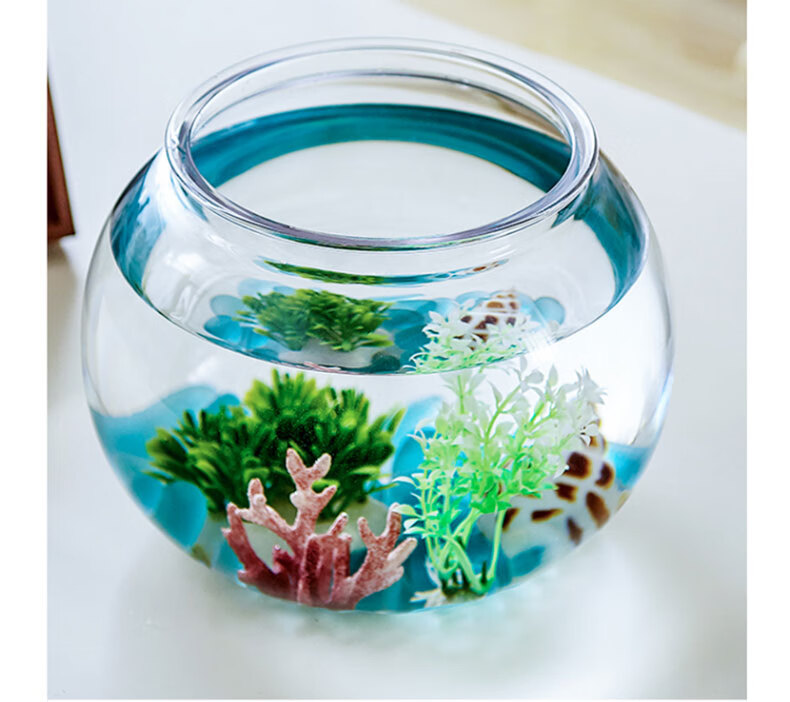小号20cm 小型 透明圆形防摔 客厅办公室家用小鱼缸 | 居家 | 京东