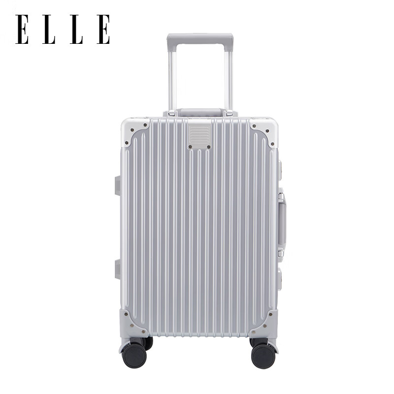 Чемодан ELLE French 20-дюймовый серебристый, модный дорожный чемодан с замком TSA, колеса-спиннеры, ручная кладь