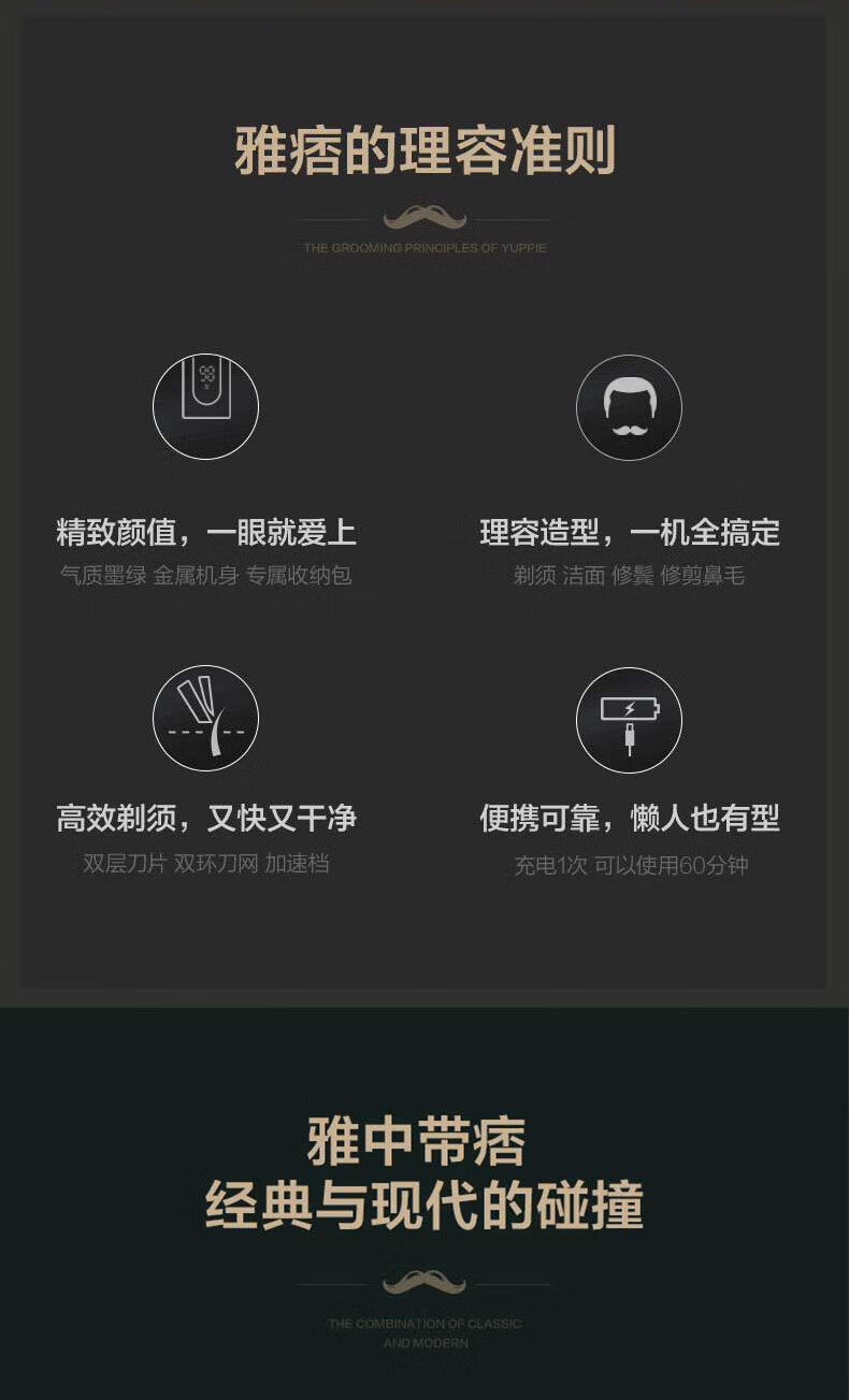 37995-素士小米生态企业剃须刀电动刮胡刀男士多功能三刀头剃胡须/修鬓角/鼻毛修剪器/洁面 四合一S5礼盒装-详情图