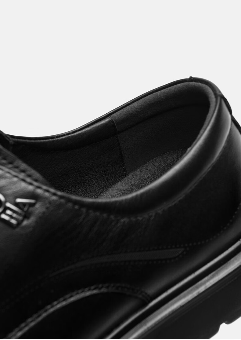 HLA Men's First Layer Cowhide Leather Shoes Summer Breathable Business Casual Leather Shoes T074 Black Size 41 19